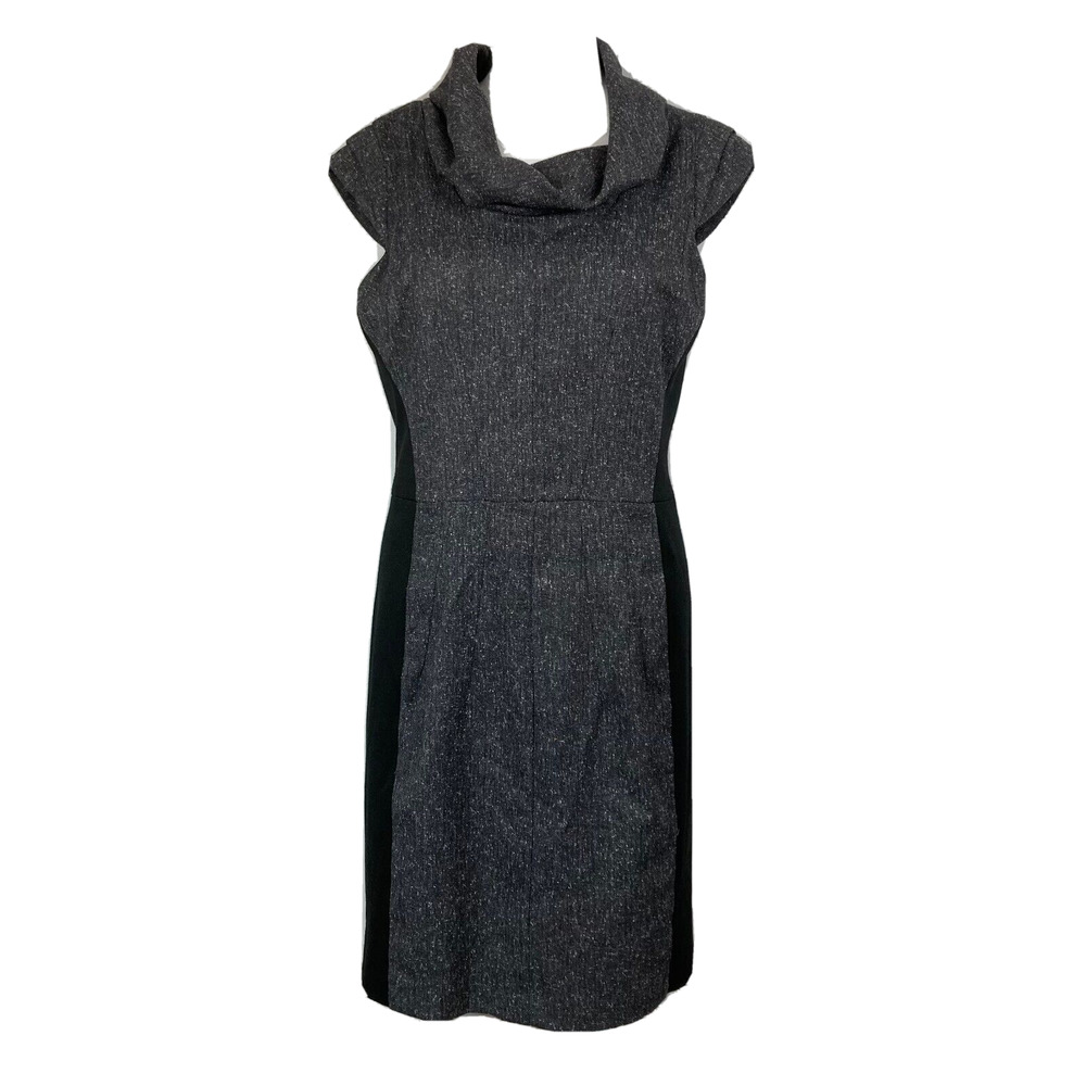 Black Saks Fifth Avenue Dress Womens‎ Sz 10 Black Tweed Stretch Cowl Neck Sheath